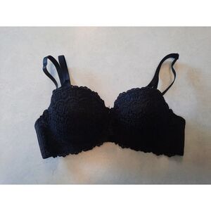 Essential Bodywear Bra 34B Black Strapless Padded Lace Adjustable Clasp